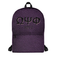 Backpack - Purple Omega Psi Phi Fraternity Debossed Emblem Design