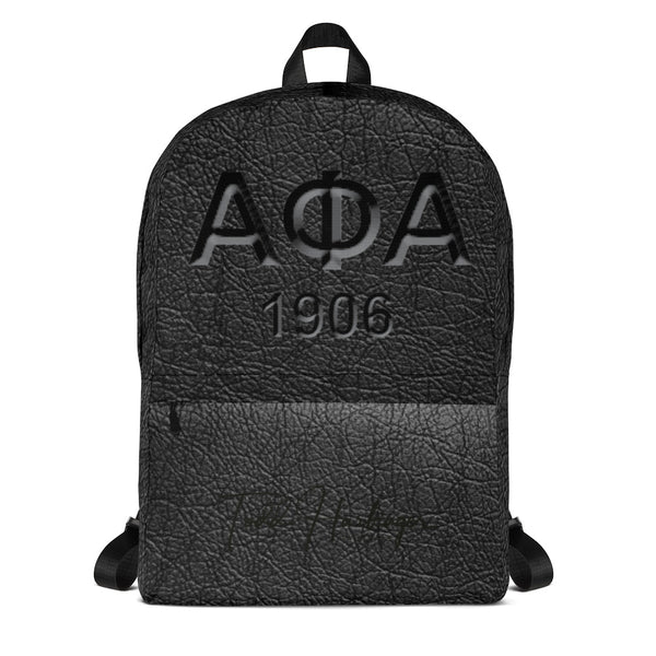 Backpack - Black Alpha Phi Alpha Fraternity Debossed Emblem Design