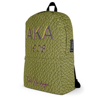 Backpack - Pink & Green Alpha Kappa Alpha Sorority Debossed Emblem Design